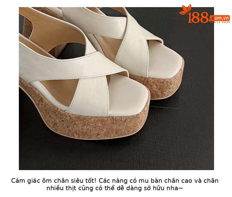 Sandal cao gót nữ hở mũi quai chéo đế xuồng gót 10 cm — màu nâu, màu đen, màu trắng ngà chi tiết 2