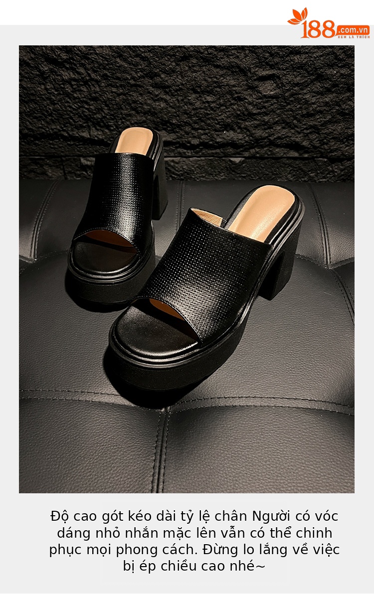 Sandal cao gót nữ hở mũi quai ngang đế xuồng gót vuông 9 cm — màu đen, màu vàng, bạc chi tiết 6