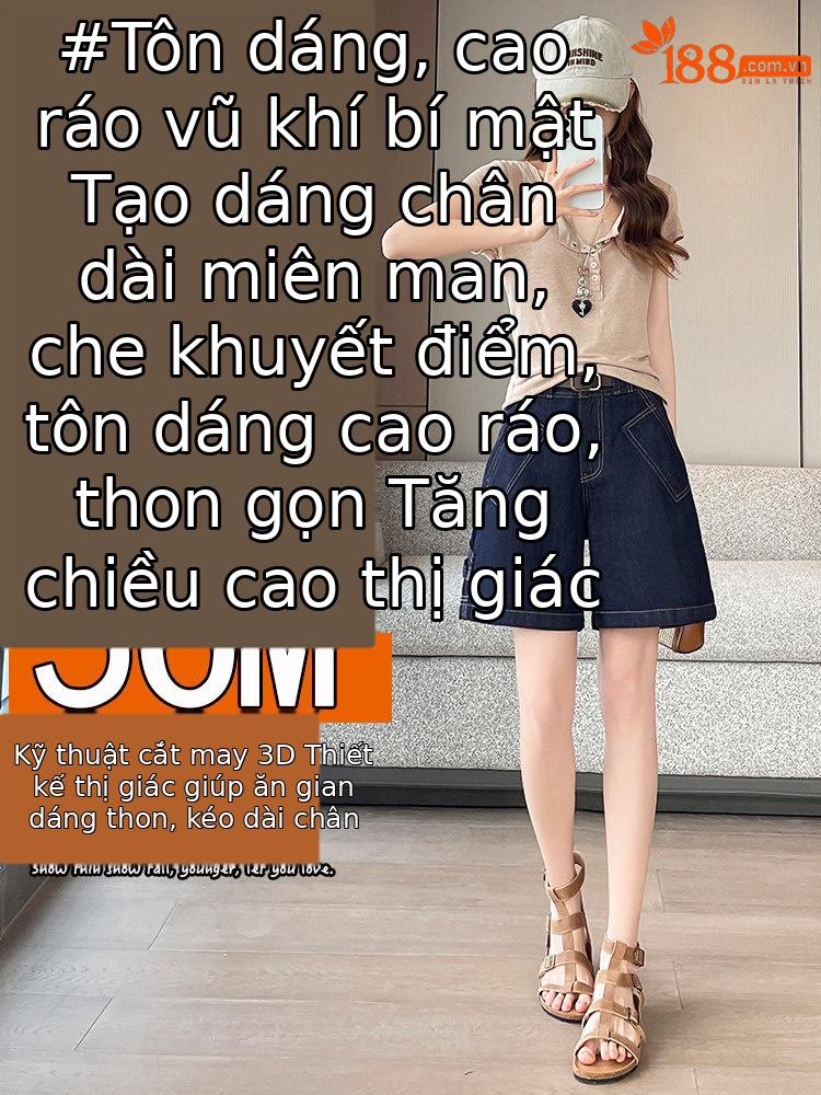 Quần jean nữ ống rộng cạp cao dáng suông — Trắng với vành đai
