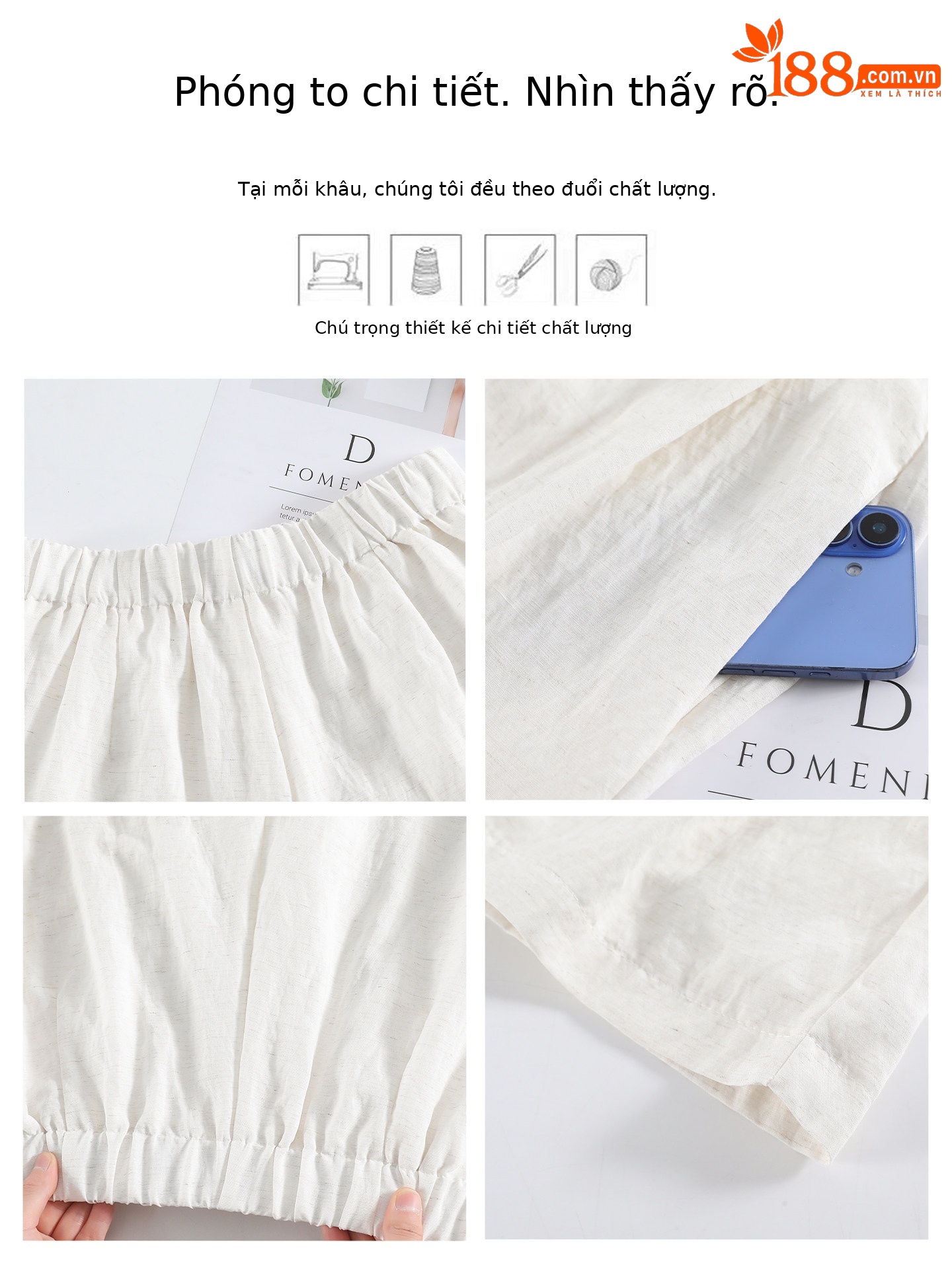 Quần short nữ vải lanh cạp cao ống rộng dáng suông mùa hè — màu đen