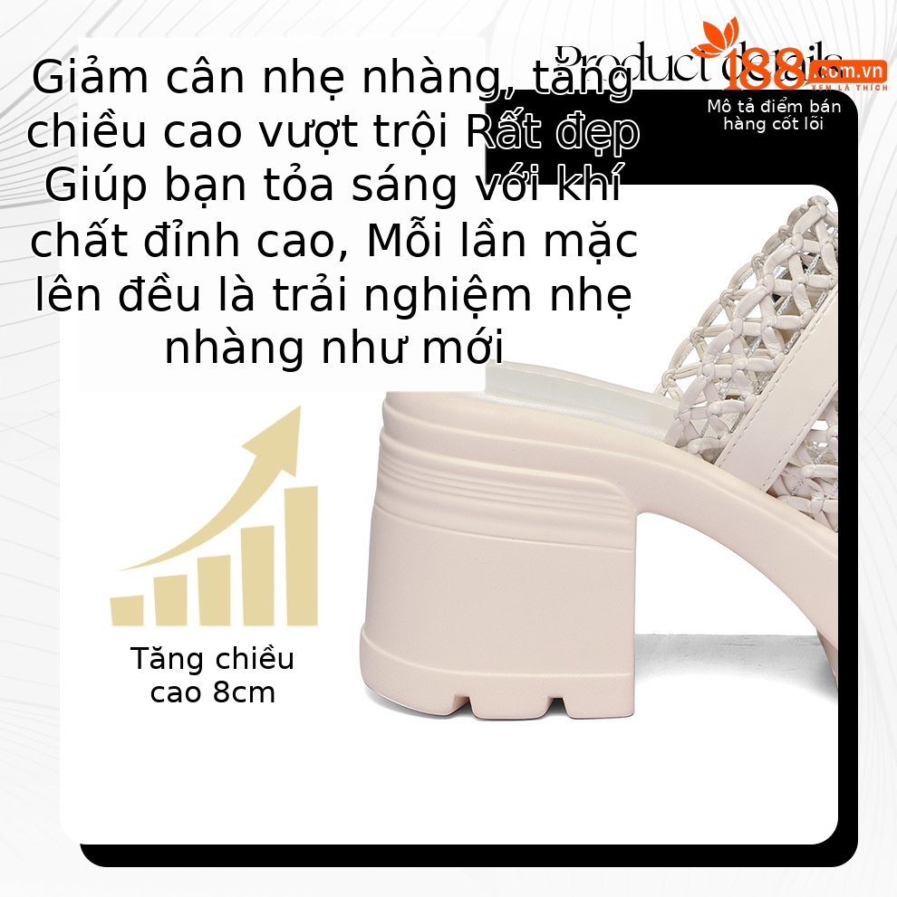 Giày mule nữ đế dày lưới thoáng mùa hè — 6178 Da đen, 6178 Màu be chi tiết 3