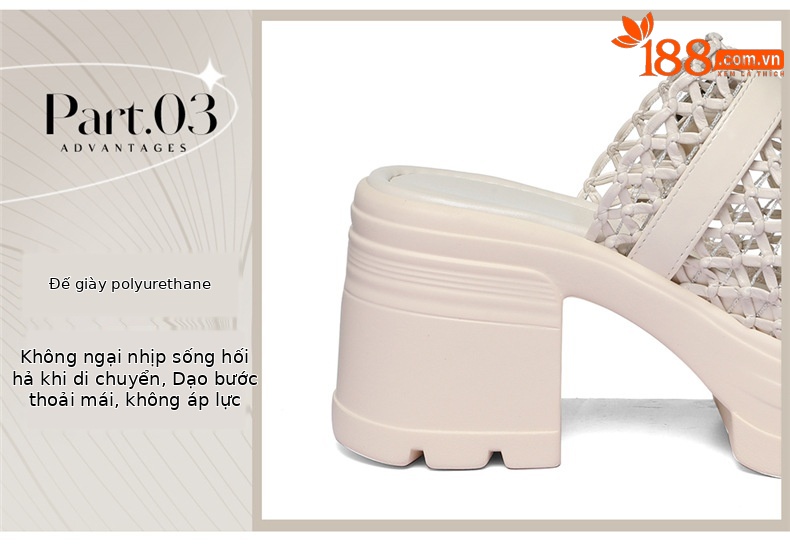 Giày mule nữ đế dày lưới thoáng mùa hè — 6178 Da đen, 6178 Màu be chi tiết 8