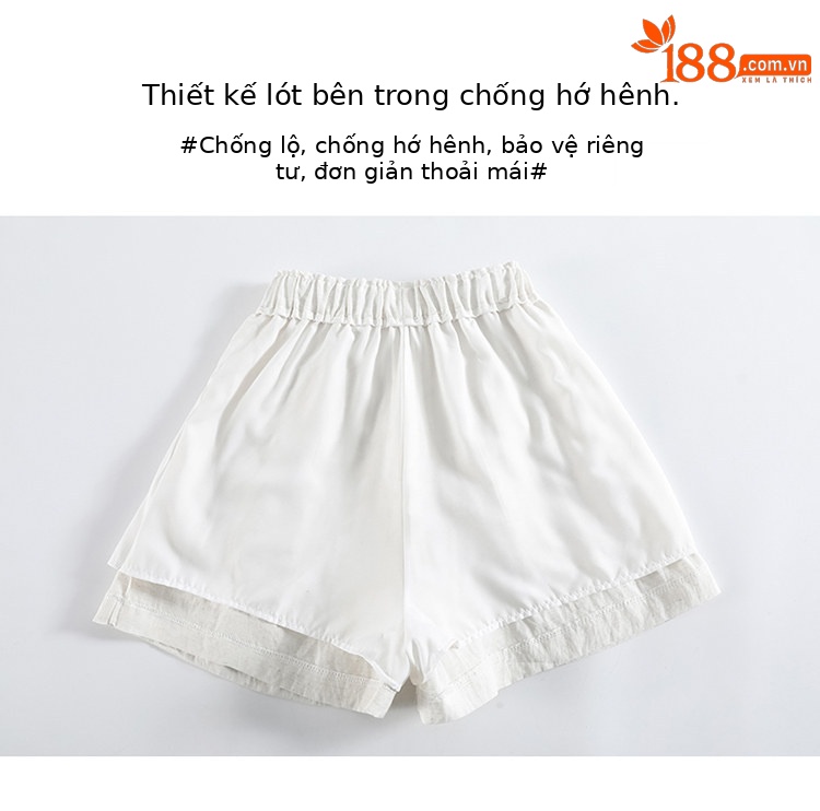 Quần short nữ cạp cao chất liệu lanh phối sợi tơ lạnh, dáng chữ A ống rộng, mặc mùa hè — màu đen chi tiết 21