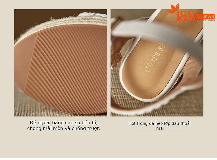 Sandal cao gót nữ hở mũi đế xuồng đan bohemian, gót 9 cm — màu trắng, màu mơ chi tiết 6