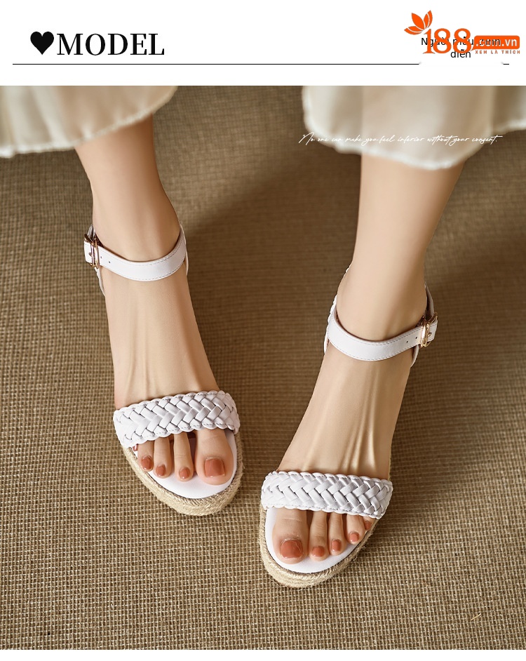 Sandal cao gót nữ hở mũi đế xuồng đan bohemian, gót 9 cm — màu trắng, màu mơ chi tiết 8