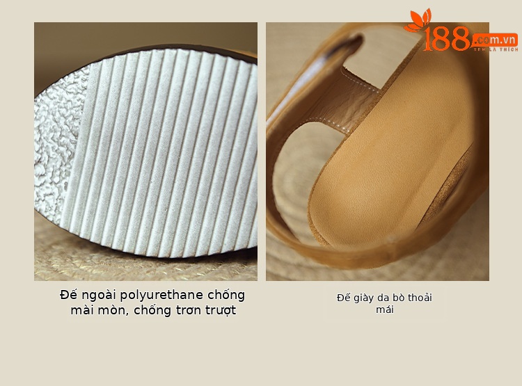 Sandal cao gót nữ mũi hở, đế xuồng bọc da lộn, quai ngang khóa dán, gót 9 cm — Nâu vàng, màu đen chi tiết 6