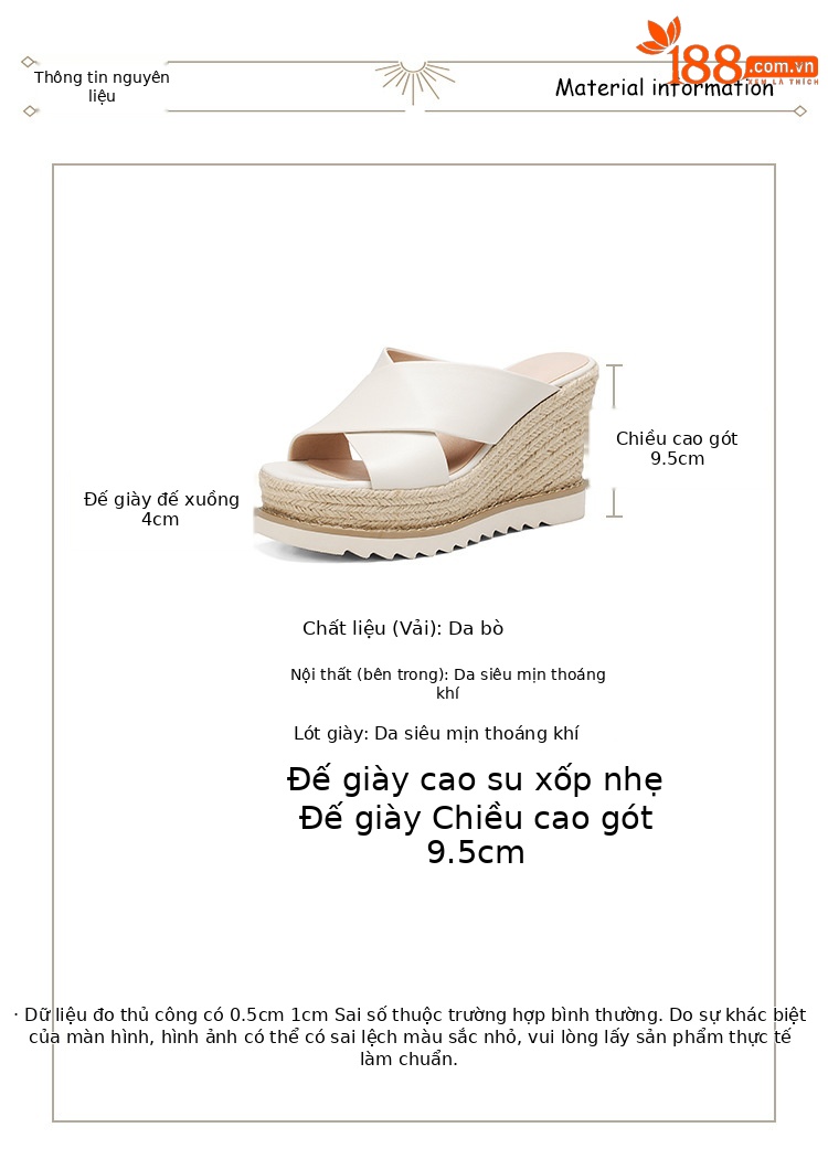 Sandal cao gót nữ đế xuồng đan rơm hở mũi quai chéo bản to — màu trắng ngà, bạc chi tiết 2