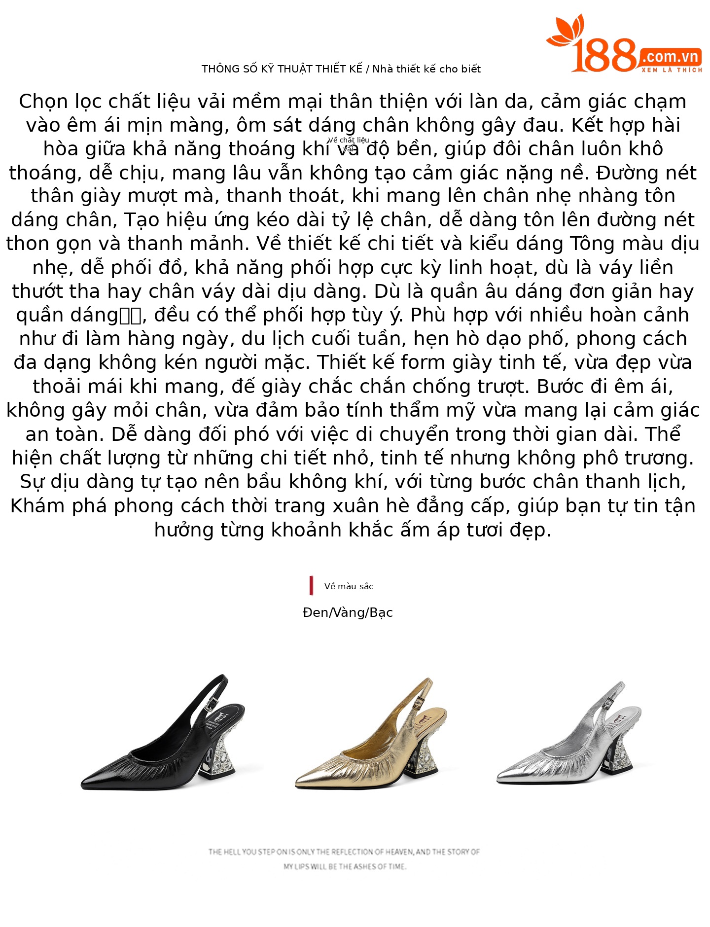 Sandal cao gót nữ mũi nhọn hở mũi quai sau xếp ly đính đá — màu đen, màu vàng, bạc chi tiết 1