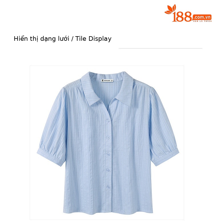 Áo sơ mi polo nữ tay ngắn cổ bẻ chất liệu cotton phối màu trơn thanh lịch — xanh lam chi tiết 8