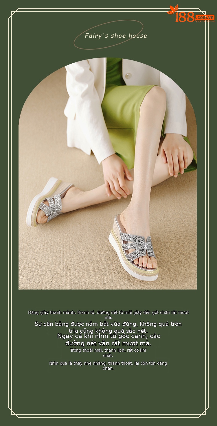 Sandal cao gót nữ hở mũi đính đá pha lê quai ngang đế xuồng — Champagne màu, bạc chi tiết 1
