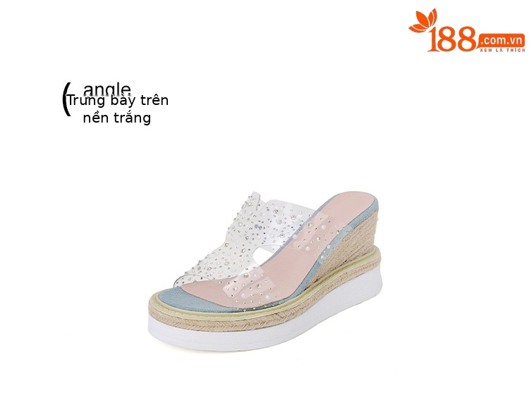 Sandal cao gót nữ đế xuồng trong suốt đính đá gót 9 cm — màu trắng chi tiết 12