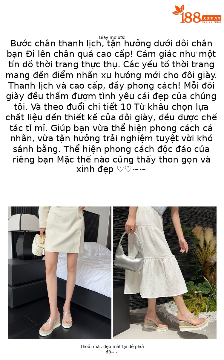 Sandal cao gót nữ đế xuồng trong suốt đính đá gót 9 cm — màu trắng chi tiết 1