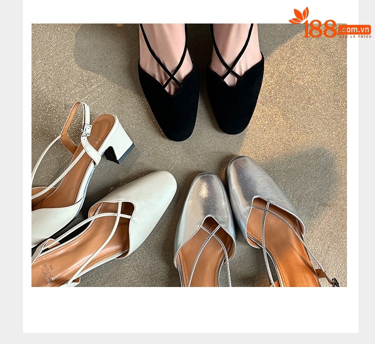 Sandal nữ quai ngang mũi trùm gót vuông 5 cm phong cách Hàn Quốc — đen chi tiết 7
