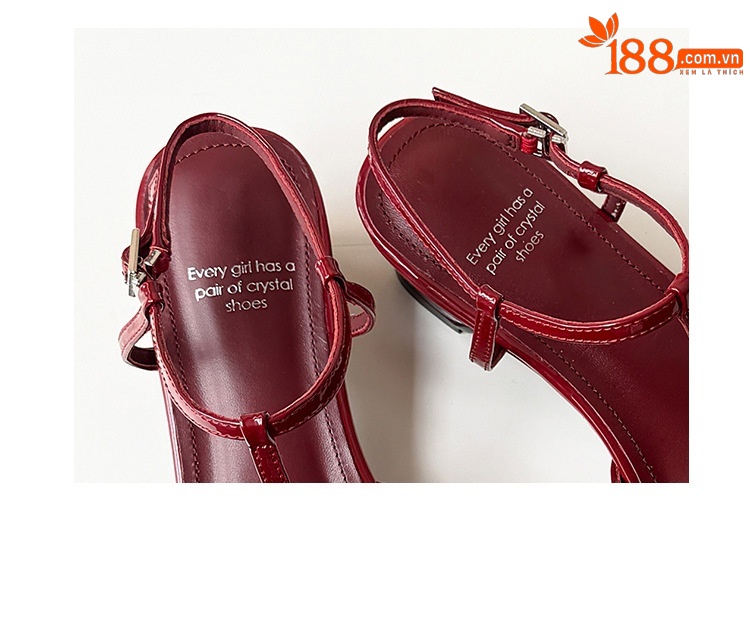 Sandal nữ mũi nhọn da bò sơn mài quai T khóa, gót 4.5 cm, phong cách Hàn Quốc — đen chi tiết 13