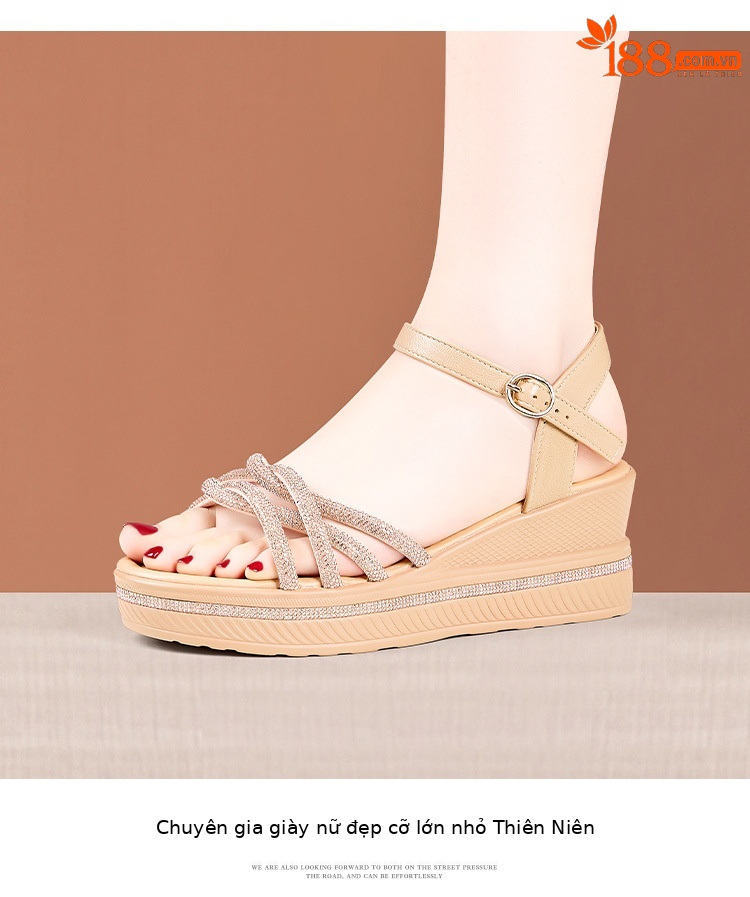Sandal cao gót nữ quai ngang đính đá platform đế dày gót 6,5 cm — Vàng 6,5cm, Bạc 6,5cm chi tiết 13