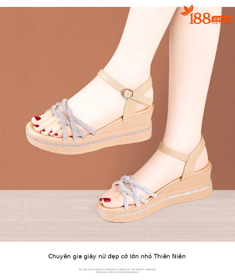Sandal cao gót nữ quai ngang đính đá platform đế dày gót 6,5 cm — Vàng 6,5cm, Bạc 6,5cm chi tiết 14