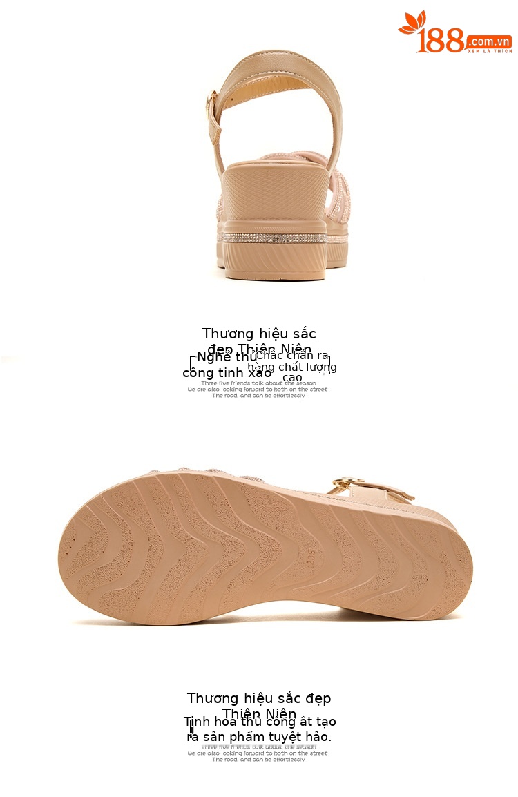 Sandal cao gót nữ quai ngang đính đá platform đế dày gót 6,5 cm — Vàng 6,5cm, Bạc 6,5cm chi tiết 17