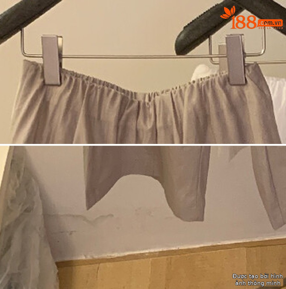 Quần culottes nữ ống rộng cạp cao phong cách Hàn Quốc, thiết kế giả hai lớp viền bèo nhún — màu trắng, màu xám, màu kaki chi tiết 9