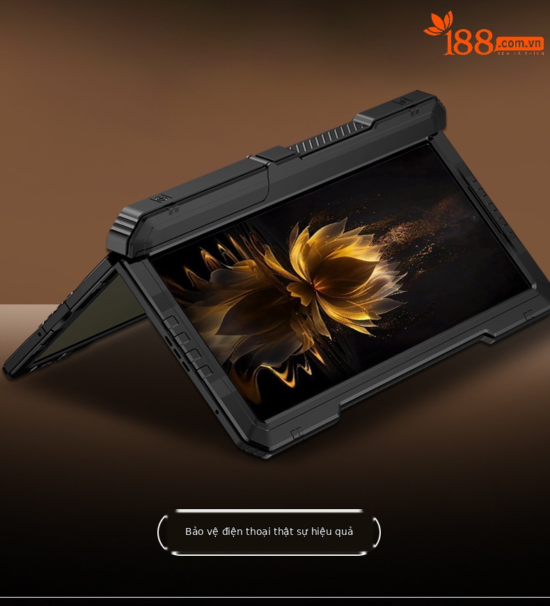 Ốp lưng điện thoại Samsung Z Fold7 kim loại chống sốc, viền dày silicon bảo vệ toàn diện — Đen, Đỏ rượu chi tiết 4