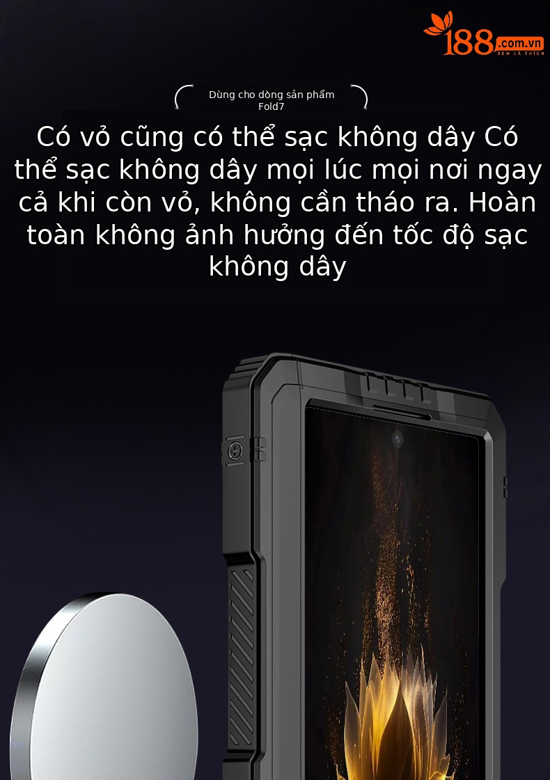 Ốp lưng điện thoại Samsung Z Fold7 kim loại chống sốc, viền dày silicon bảo vệ toàn diện — Đen, Đỏ rượu chi tiết 10