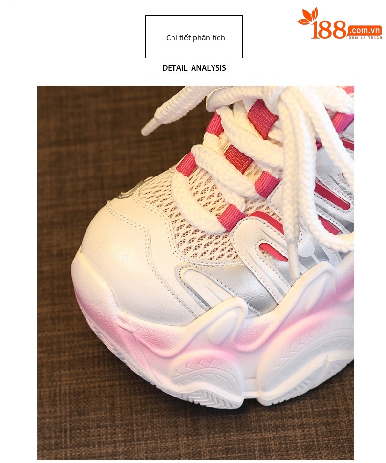Giày sneaker nữ đế dày chunky tăng chiều cao lưới thoáng khí — màu trắng chi tiết 6