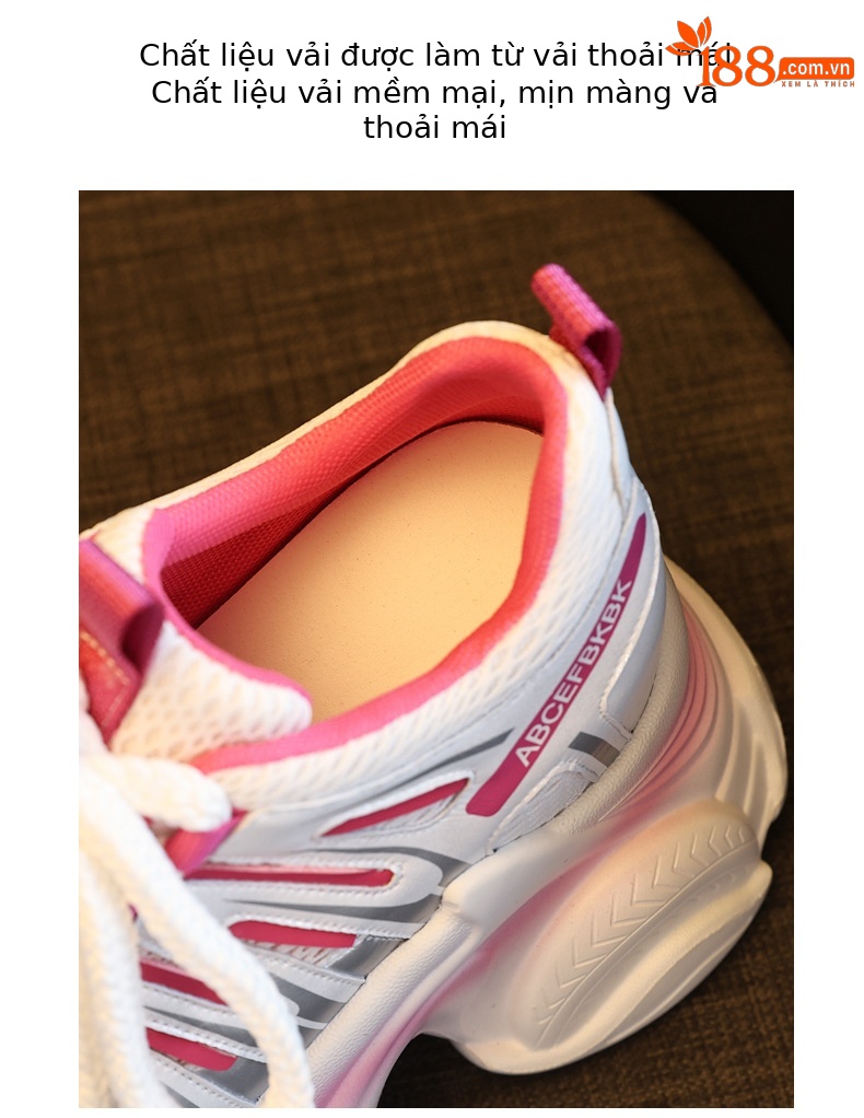 Giày sneaker nữ đế dày chunky tăng chiều cao lưới thoáng khí — màu trắng chi tiết 7