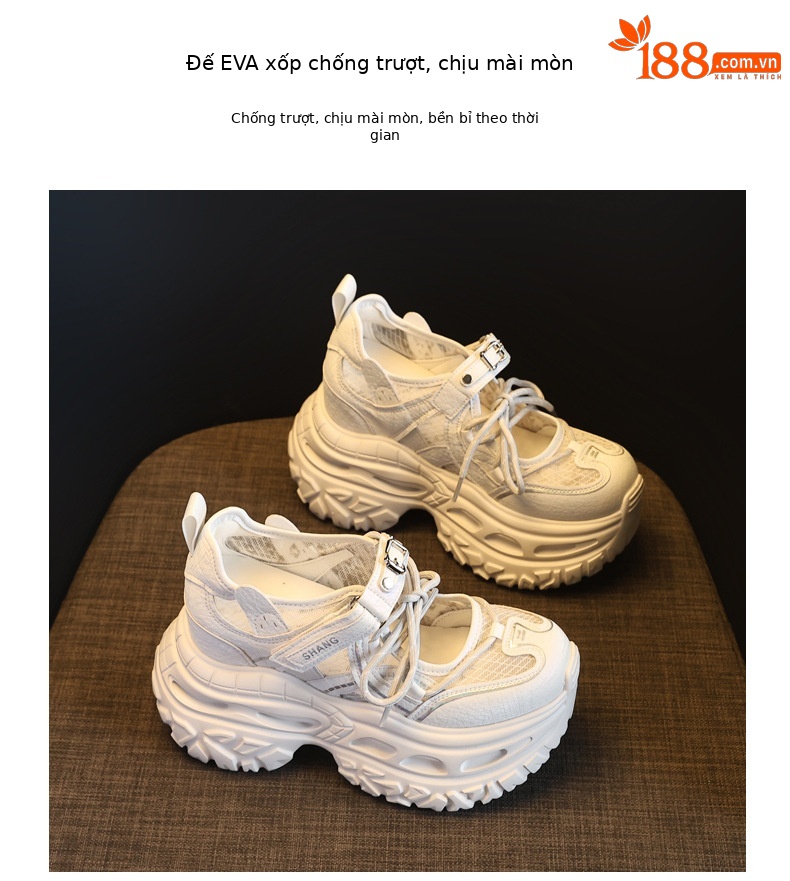 Giày sneaker nữ chunky đế dày lưới thoáng khí tăng chiều cao — màu tím chi tiết 10