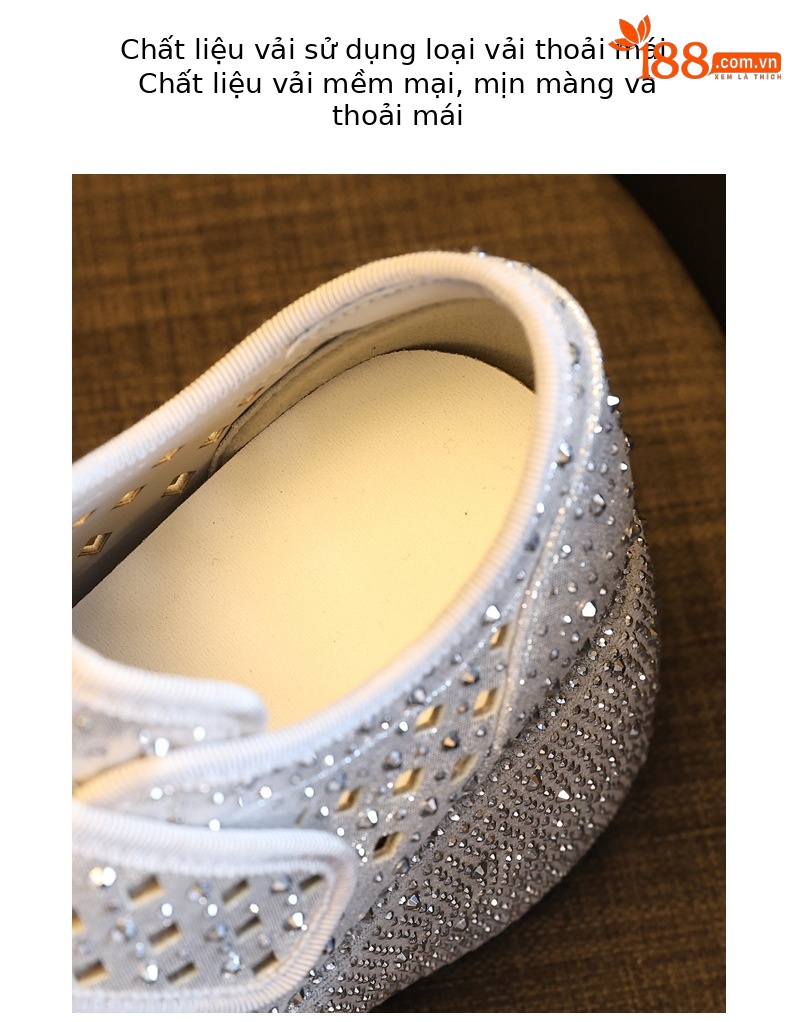 Giày sneaker nữ đế dày tăng chiều cao, phối đá rhinestone, quai magic stick, mùa hè 2026 — màu đen, bạc chi tiết 8