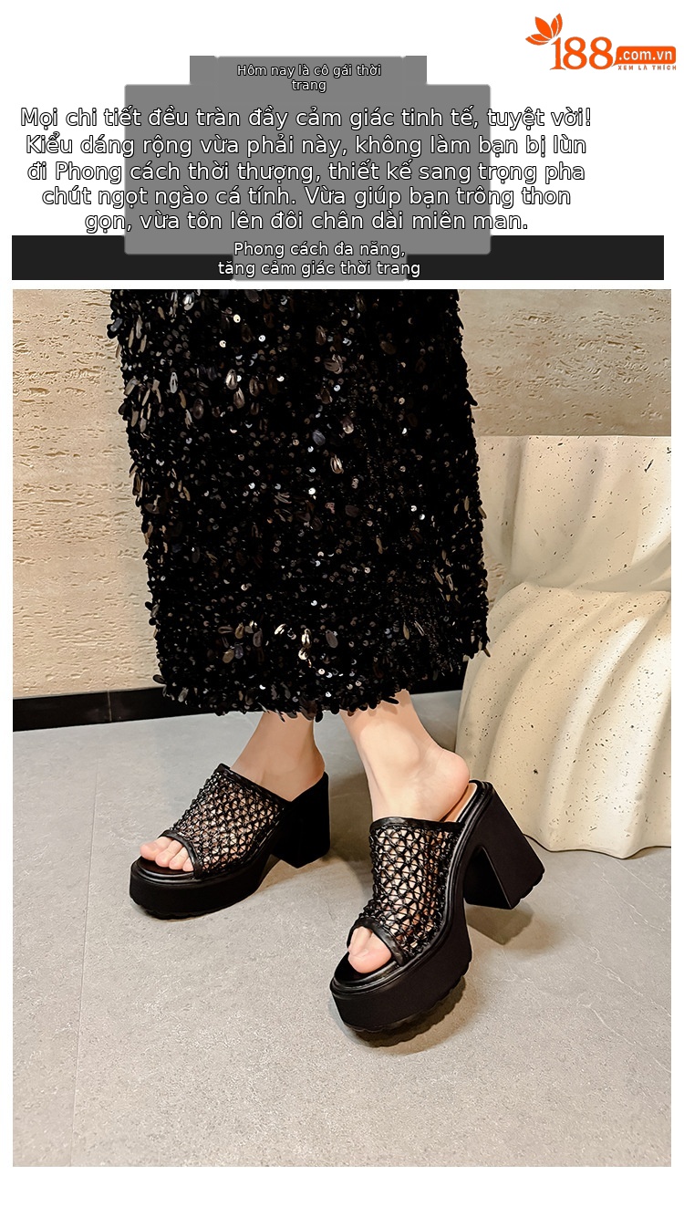 Sandal cao gót nữ hở mũi đế xuồng gót 10 cm quai ngang bện — màu đen, bạc chi tiết 1