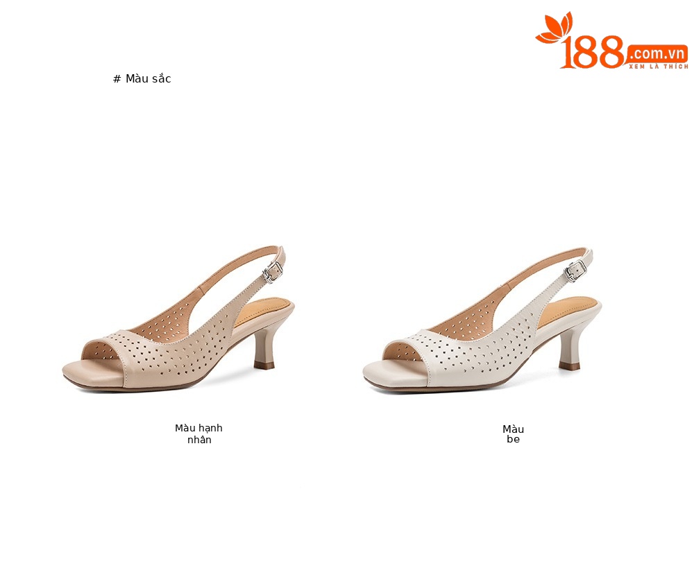 Sandal nữ đầu vuông hở ngón chân da bò thô gót thô cao — màu trắng ngà chi tiết 7