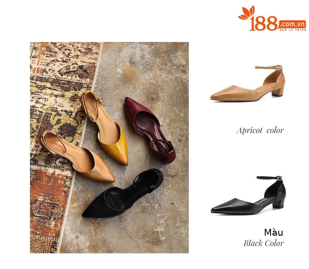 Sandal nữ mũi nhọn quai ngang gót vuông 3,5 cm phong cách Hàn Quốc — đen chi tiết 4