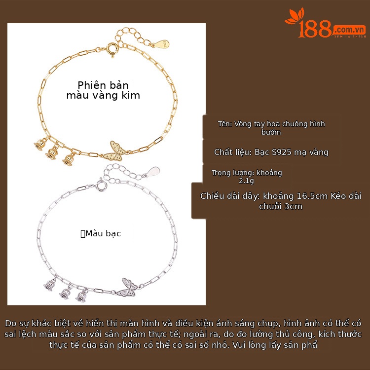 Vòng tay bạc S925 hình hươu bạc phong cách cổ điển, tua rua bướm nhẹ nhàng — Loại bạc chi tiết 1