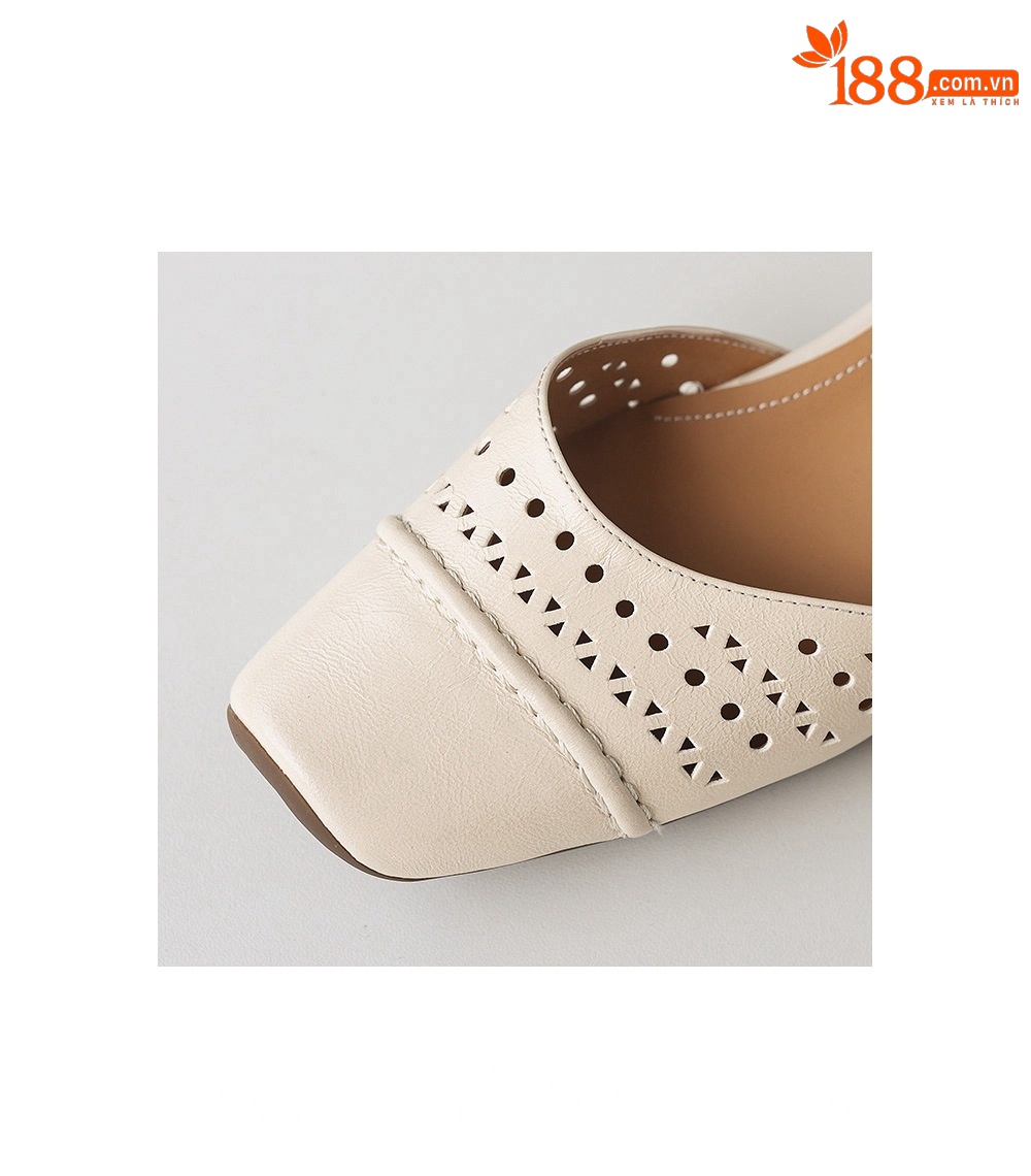 Sandal nữ da cừu mũi trùm gót thấp quai ngang một dây hở gót — màu tím chi tiết 8