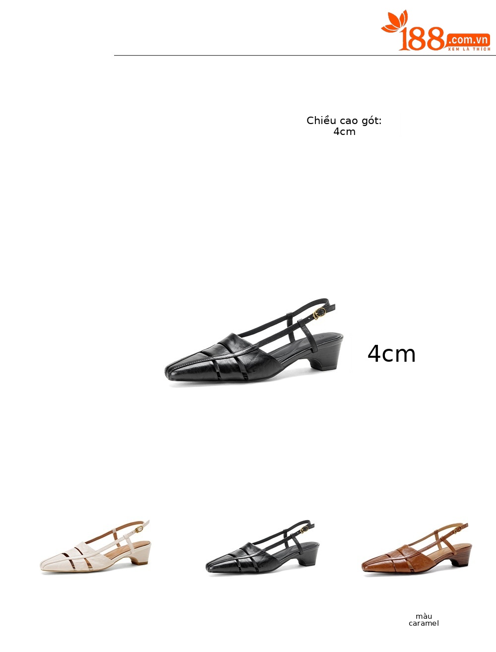 Sandal nữ da cừu gót thô quai ngang phong cách La Mã hở gót — đen chi tiết 3