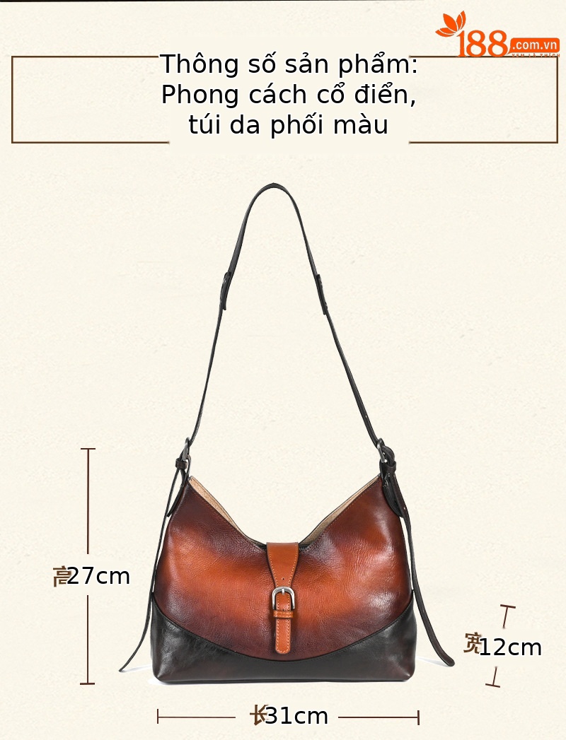 Túi tote da bò thật phong cách vintage, tay cầm chắc chắn, dung tích lớn — Vàng cổ điển, Màu xanh lá cây, Đỏ cổ điển, Nâu cổ điển chi tiết 3
