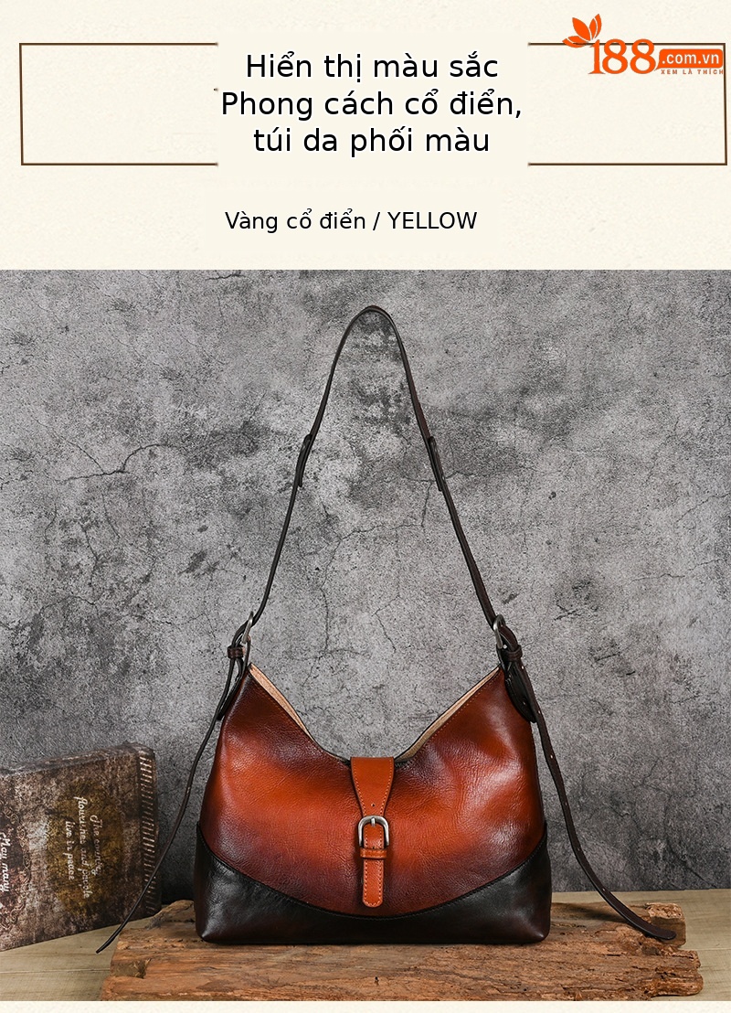 Túi tote da bò thật phong cách vintage, tay cầm chắc chắn, dung tích lớn — Vàng cổ điển, Màu xanh lá cây, Đỏ cổ điển, Nâu cổ điển chi tiết 14