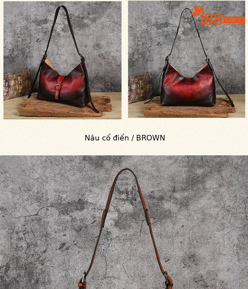 Túi tote da bò thật phong cách vintage, tay cầm chắc chắn, dung tích lớn — Vàng cổ điển, Màu xanh lá cây, Đỏ cổ điển, Nâu cổ điển chi tiết 18