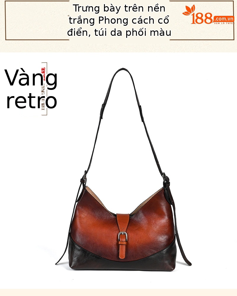 Túi tote da bò thật phong cách vintage, tay cầm chắc chắn, dung tích lớn — Vàng cổ điển, Màu xanh lá cây, Đỏ cổ điển, Nâu cổ điển chi tiết 20