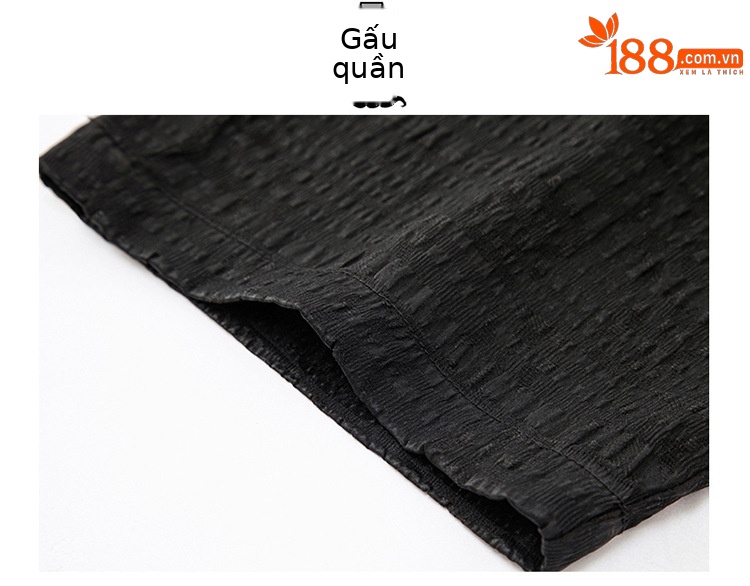 Quần lụa tơ tằm nam dáng rộng thùng thình mùa hè — Đen A-80 chi tiết 13