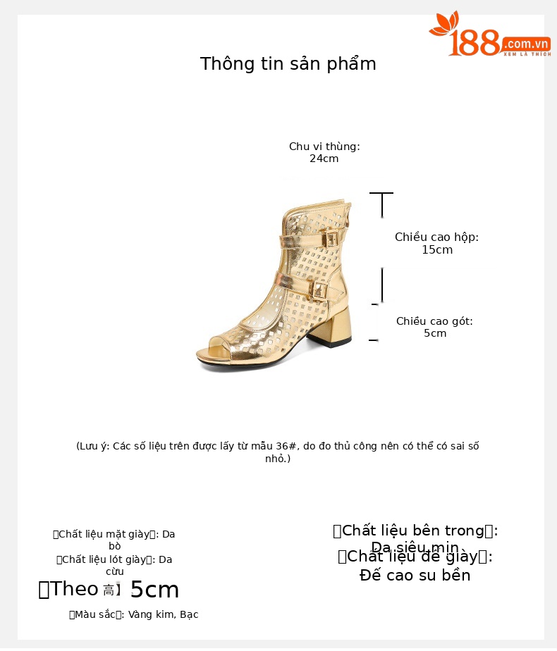 Boot da lộn hở mũi gót vuông khóa dây đeo mùa hè — màu vàng, bạc chi tiết 3