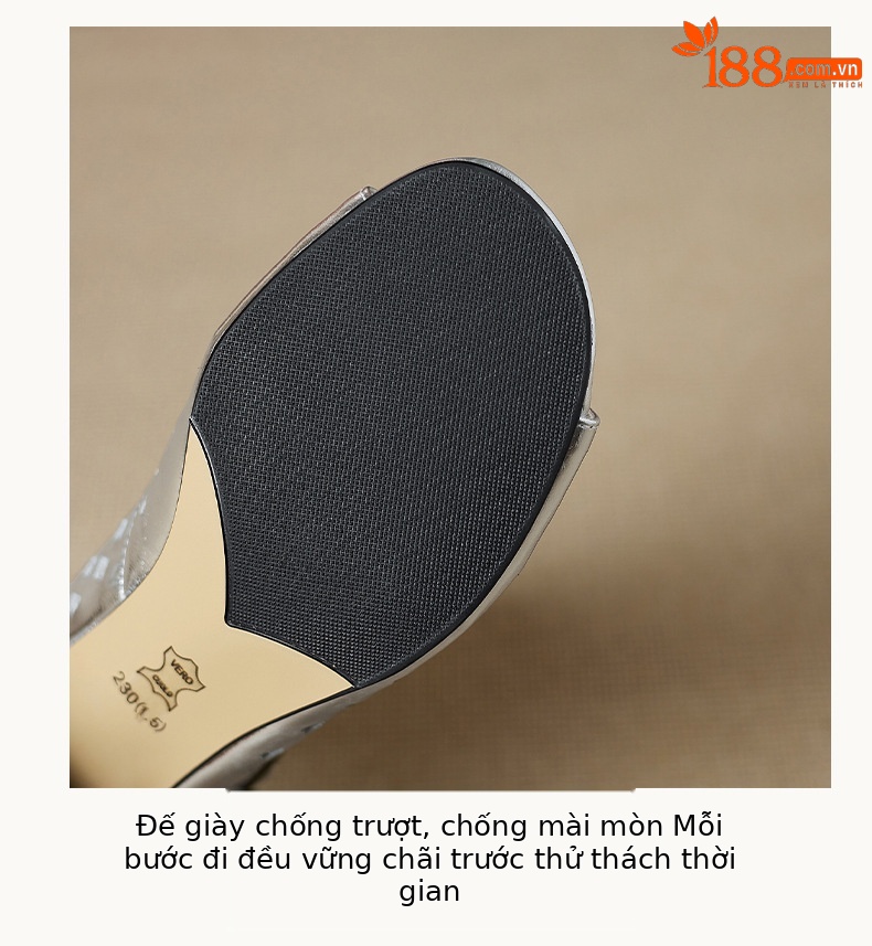 Boot da lộn hở mũi gót vuông khóa dây đeo mùa hè — màu vàng, bạc chi tiết 15