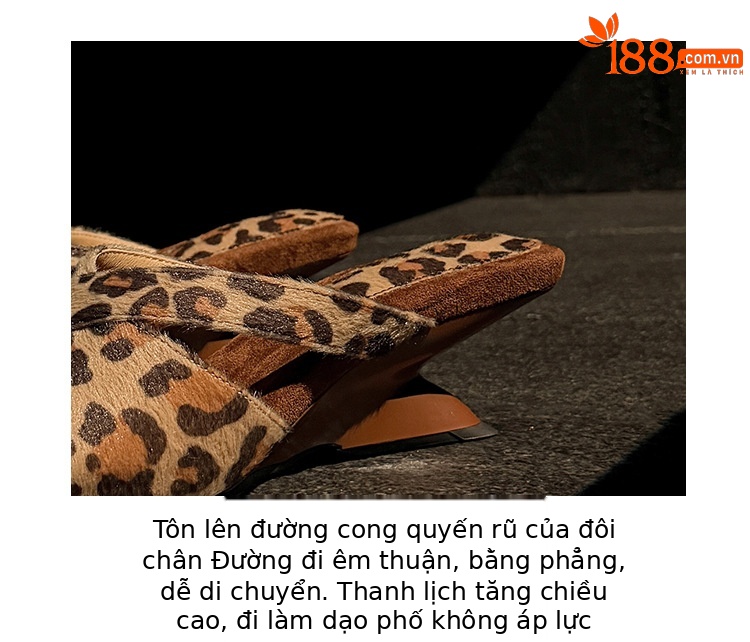 Sandal cao gót nữ quai chéo kiểu Pháp mũi vuông hở ngón, gót xuồng 7 cm — màu đen, Màu da báo, màu vàng, màu đỏ chi tiết 4