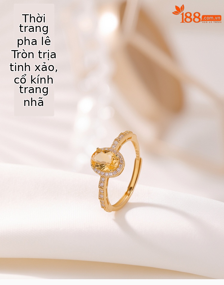 Nhẫn nữ bạc S925 mạ vàng đính đá crystal hình vuông, kiểu mở điều chỉnh size — Loại bạc chi tiết 1
