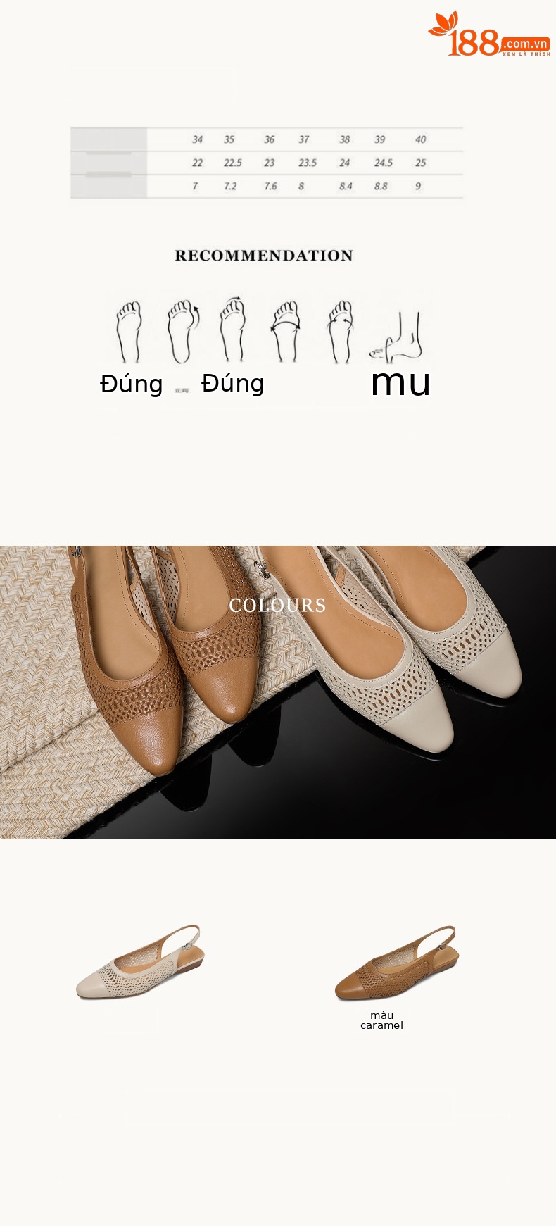 Sandal nữ phong cách vintage mũi kín hở gót đế bệt — Màu caramel chi tiết 4