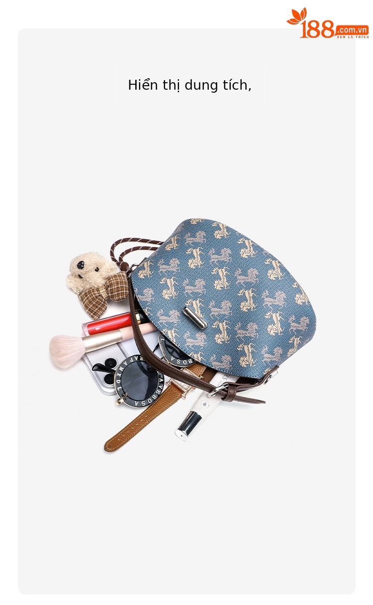 Túi đeo chéo nữ phong cách Hàn Quốc in họa tiết vintage, thiết kế hình túi vàng (yuanbao) – phiên bản mới xuân hè 2026, màu sắc tương phản thời trang chi tiết 8