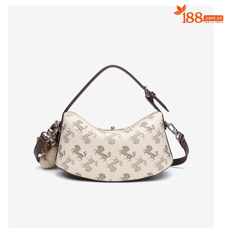 Túi đeo chéo nữ phong cách Hàn Quốc in họa tiết vintage, thiết kế hình túi vàng (yuanbao) – phiên bản mới xuân hè 2026, màu sắc tương phản thời trang chi tiết 15