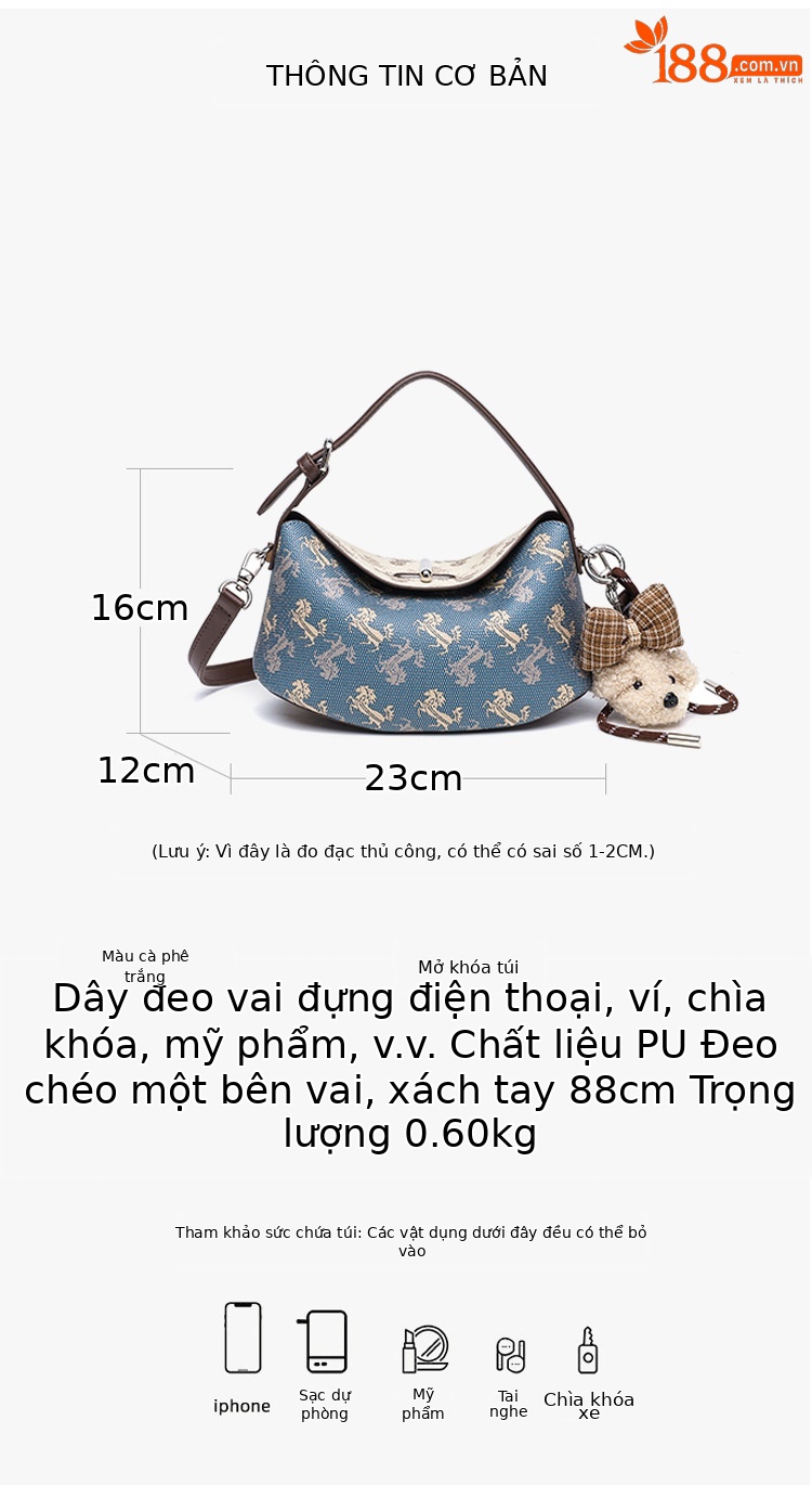 Túi đeo chéo nữ phong cách Hàn Quốc in họa tiết vintage, thiết kế hình túi vàng (yuanbao) – phiên bản mới xuân hè 2026, màu sắc tương phản thời trang chi tiết 7