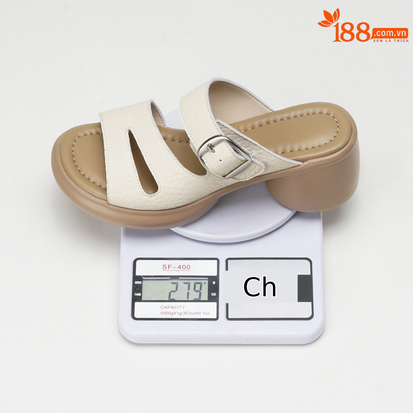 Sandal cao gót nữ hở mũi đế dày da dê 7 cm — đen chi tiết 1