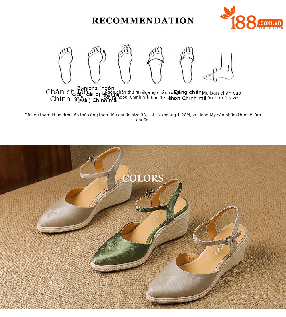 Sandal cao gót nữ phong cách Tân Trung Hoa, mũi kín quai ngang, đế xuồng bện rơm, gót 7 cm — xanh lá cây, màu mơ chi tiết 3