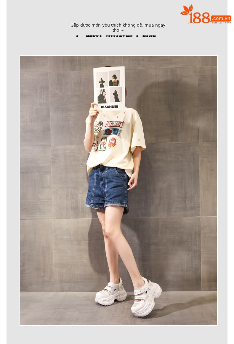Giày sneaker nữ đế dày tăng chiều cao, dán Magic Stick, thoáng khí — màu trắng chi tiết 6